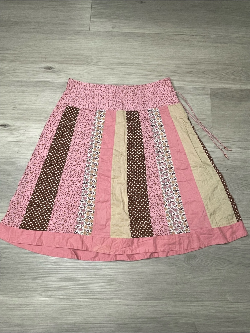 American Eagle Pink Patchwork A-Line Skirt Size 2 Cotton Coquette Fairy Cottage